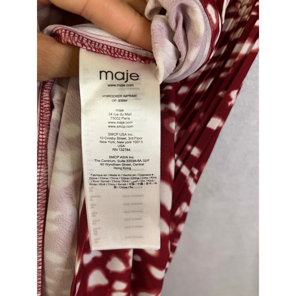 Maje Rocker Shift Dress Red White Sz 1 / US Sz S - Picture 7 of 11